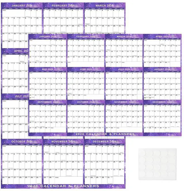 Main image of 2026 Wall Calendar 24" x 36" Dry Erase Calendar for Wall from January 2026 to December 2026 12 Month Annual Large Yearly Wall Planner for Office School(Purple)