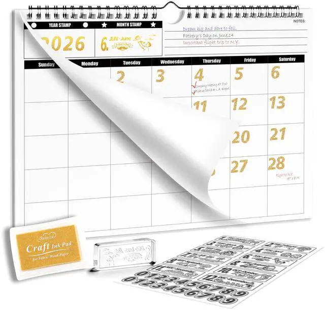 Main image of undated wall calendar, 24-Month Calendar Planner&Number Stamps,11.8"x8.6"