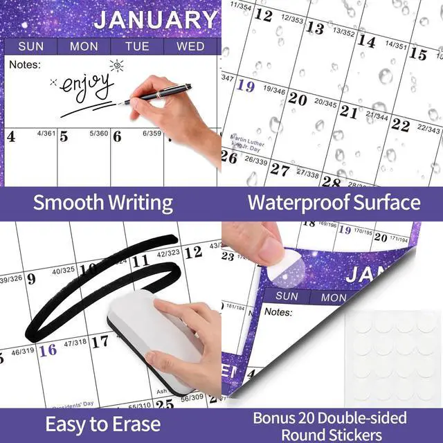Alt view image 5 of 7 - 2026 Wall Calendar 24" x 36" Dry Erase Calendar for Wall from January 2026 to December 2026 12 Month Annual Large Yearly Wall Planner for Office School(Purple)