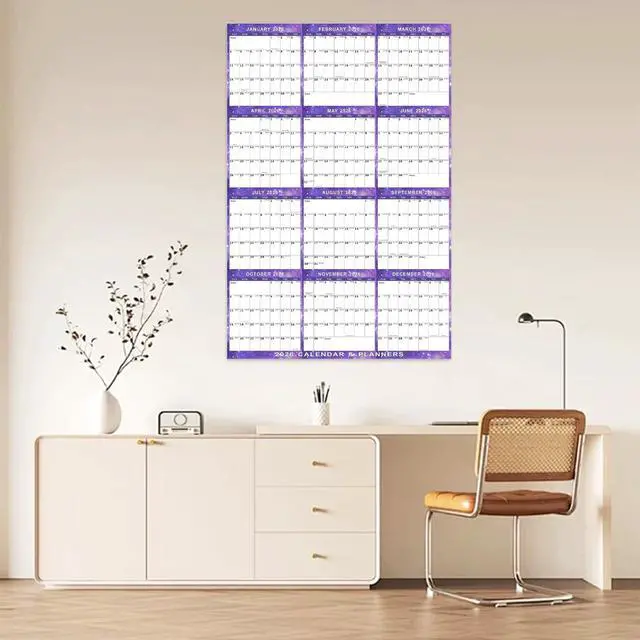 Alt view image 6 of 7 - 2026 Wall Calendar 24" x 36" Dry Erase Calendar for Wall from January 2026 to December 2026 12 Month Annual Large Yearly Wall Planner for Office School(Purple)