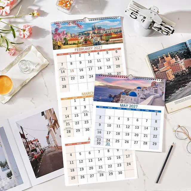 Alt view image 6 of 7 - 2027 Wall Calendar, 3-Month Wall Calendar 2027, Vertical Display, Foldable