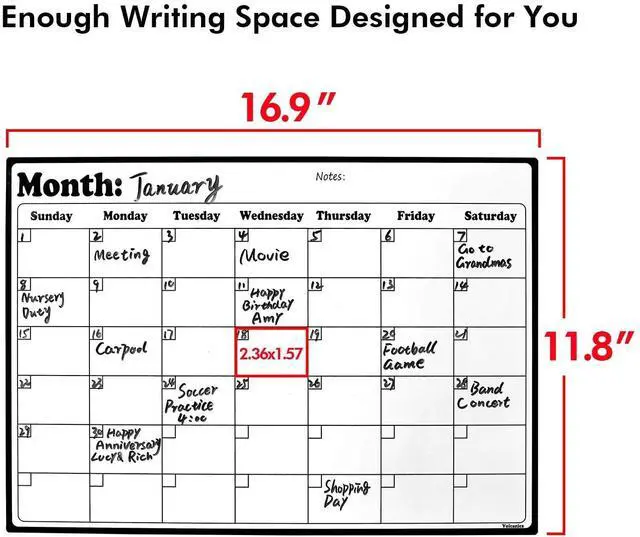 Alt view image 6 of 7 - Fridge Calendar Magnetic Dry Erase Whiteboard Calendar For Refrigerator Planners 16.9 Inches X 11.8 Inches