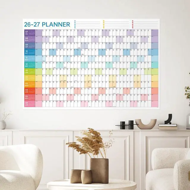 Alt view image 2 of 7 - 2026-2027 Yearly Wall Calendar - Calendar 2026-2027, Wall Calendar 12 Month, July 2026 - June 2027, 23.1"X 34.6" (Open), Full Year Calendar One Page, Annual Year Calendar with Stickers, Holidays