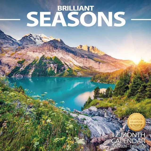 Main image of Wall Calendar 2026 Planner Calendar - Brilliant Seasons Hangable Monthly Wall Calendar with Large Blocks for Organizing & Planning, Academic Schedule, Home, Office & family, Thick & Sturdy Paper