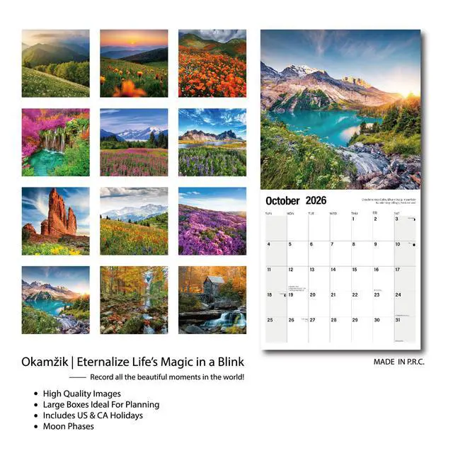 Alt view image 2 of 6 - Wall Calendar 2026 Planner Calendar - Brilliant Seasons Hangable Monthly Wall Calendar with Large Blocks for Organizing & Planning, Academic Schedule, Home, Office & family, Thick & Sturdy Paper