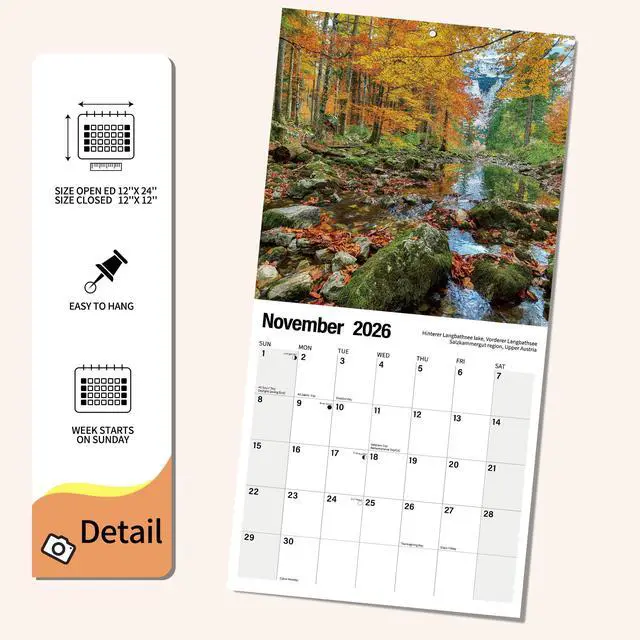 Alt view image 3 of 6 - Wall Calendar 2026 Planner Calendar - Brilliant Seasons Hangable Monthly Wall Calendar with Large Blocks for Organizing & Planning, Academic Schedule, Home, Office & family, Thick & Sturdy Paper