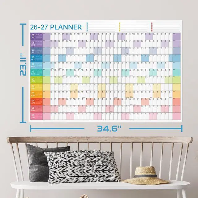 Alt view image 6 of 7 - 2026-2027 Yearly Wall Calendar - Calendar 2026-2027, Wall Calendar 12 Month, July 2026 - June 2027, 23.1"X 34.6" (Open), Full Year Calendar One Page, Annual Year Calendar with Stickers, Holidays