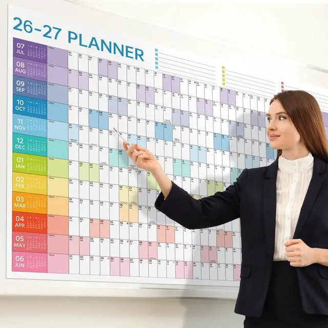 Alt view image 7 of 7 - 2026-2027 Yearly Wall Calendar - Calendar 2026-2027, Wall Calendar 12 Month, July 2026 - June 2027, 23.1"X 34.6" (Open), Full Year Calendar One Page, Annual Year Calendar with Stickers, Holidays