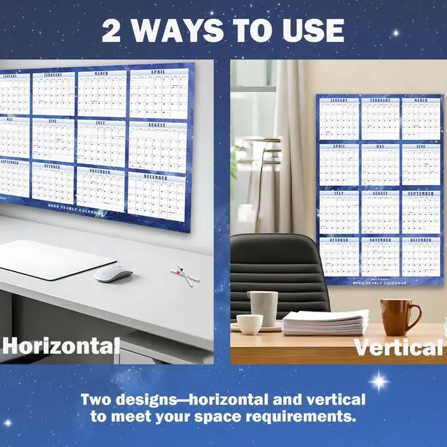 Alt view image 4 of 7 - 36 X 24 2026 Yearly Wall Calendar, Large Folded Annual Yearly Planner Laminated Horizontal and Vertical Dual-Use, Effortlessly Plan and Schedule JanuaryDecember 2026 (24" x 36" - Folded)
