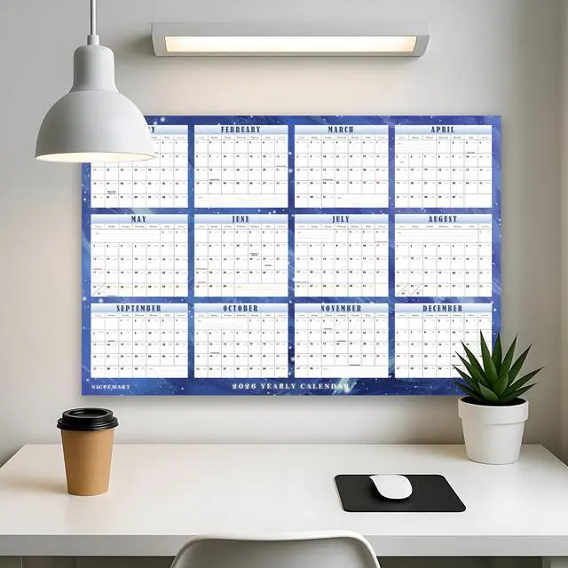 Alt view image 6 of 7 - 36 X 24 2026 Yearly Wall Calendar, Large Folded Annual Yearly Planner Laminated Horizontal and Vertical Dual-Use, Effortlessly Plan and Schedule JanuaryDecember 2026 (24" x 36" - Folded)