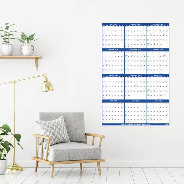 Alt view image 7 of 7 - 2026-2027 Dry Erase Calendar Large Yearly Wall calendar, 38.2'' x 25.2'', 2-Side Reversible Calendar, Vertical/Horizontal, Jul 2026 Jun 2027, 2026-2027 Wall Calendar with Notes, Stickers Blue