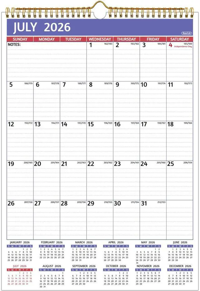Main image of 2026-2027 Wall Calendar - 2026-2027 Calendar, Jul 2026 - Dec 2027, 12'' x 17'' Large, 18 Monthly Calendar with Ruled Blocks, Yearly Overview, Thick Paper, Holidays, To-do Notes, Amply Writing Space