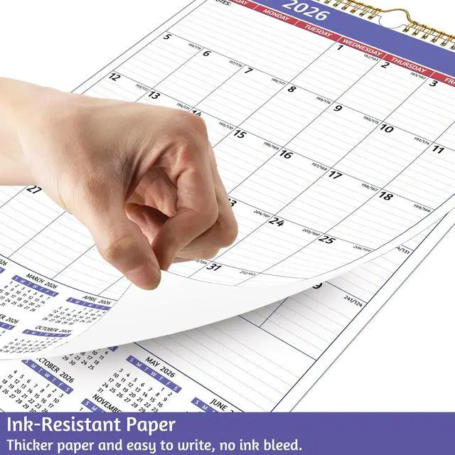 Alt view image 4 of 7 - 2026-2027 Wall Calendar - 2026-2027 Calendar, Jul 2026 - Dec 2027, 12'' x 17'' Large, 18 Monthly Calendar with Ruled Blocks, Yearly Overview, Thick Paper, Holidays, To-do Notes, Amply Writing Space