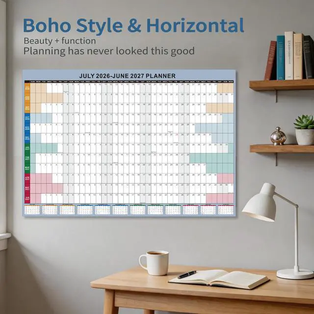 Alt view image 5 of 7 - 24x36 Inch Academic Wall Calendar 2026-2027, School Year Wall Planner July-june, Boho12-Month Thick Paper Calendar with Large Blocks for School, Office, Teachers & Home