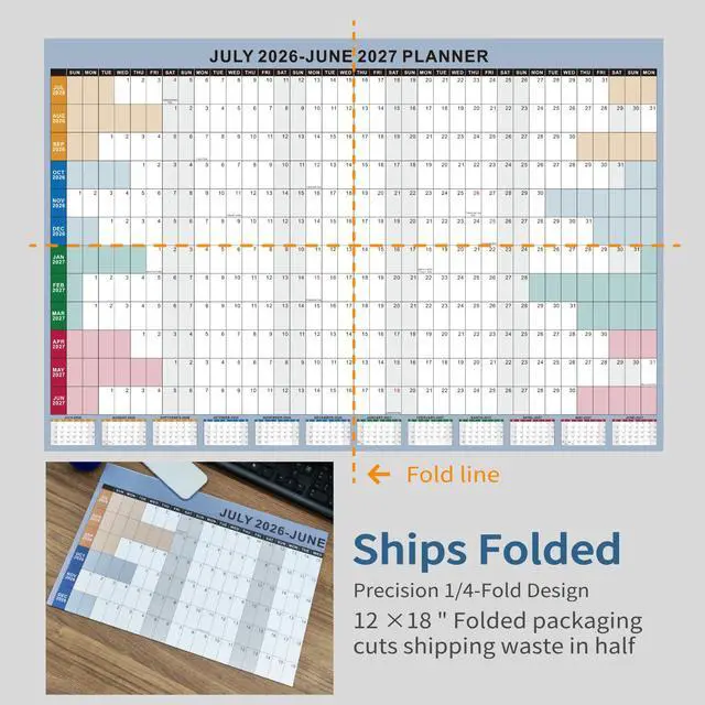 Alt view image 7 of 7 - 24x36 Inch Academic Wall Calendar 2026-2027, School Year Wall Planner July-june, Boho12-Month Thick Paper Calendar with Large Blocks for School, Office, Teachers & Home