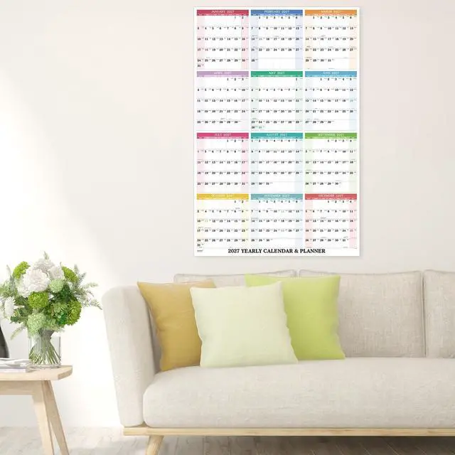 Alt view image 2 of 7 - 2027 Wall Calendar - Yearly Wall Calendar 2027, January 2027 - December 2027, 34.3" x 22.8" (Open), Vertical, Double-Sided Round Stickers, Blocks and Holidays - Beautiful Layout