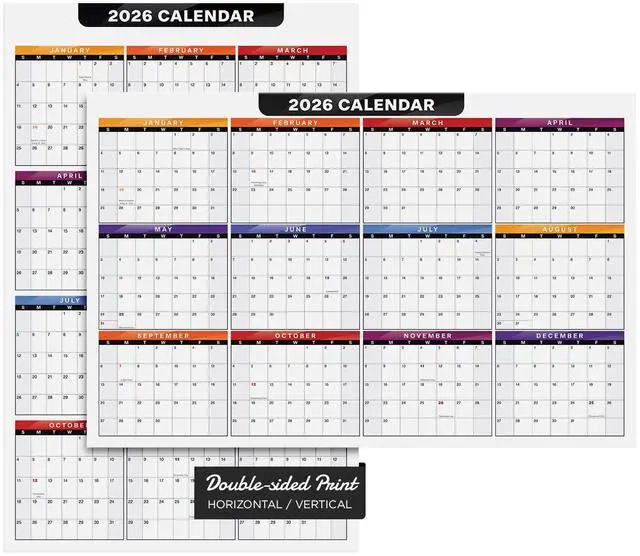 Main image of 2026 Full Desk Calendar - 11 x 17 Large Size 12 Month Wall Planner for Office and Homes - 2 Sided Vertical and Horizontal Reversible - Printed on Thick & Durable 80lb Cardstock (216 gsm) - 2 Per Pack