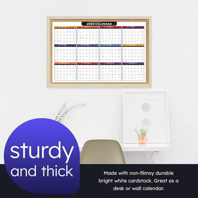 Alt view image 4 of 7 - 2026 Full Desk Calendar - 11 x 17 Large Size 12 Month Wall Planner for Office and Homes - 2 Sided Vertical and Horizontal Reversible - Printed on Thick & Durable 80lb Cardstock (216 gsm) - 2 Per Pack