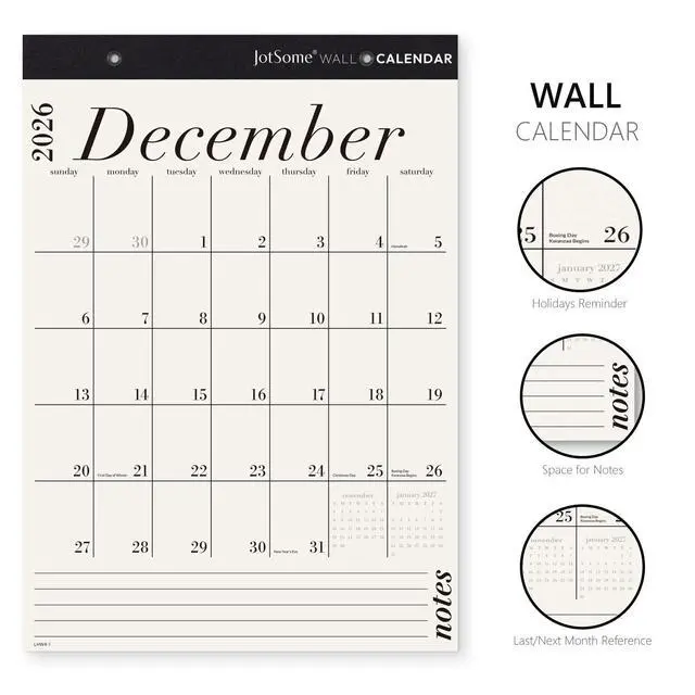 Alt view image 3 of 7 - Wall Calendar 2026-2027, Large Monthly Wall Calendar 12x17 inch From July 2026 to December 2027, Big Grid Hanging Calendar with Note for Organizing