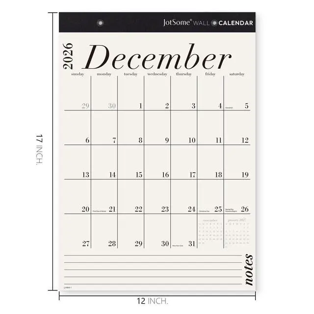 Alt view image 7 of 7 - Wall Calendar 2026-2027, Large Monthly Wall Calendar 12x17 inch From July 2026 to December 2027, Big Grid Hanging Calendar with Note for Organizing