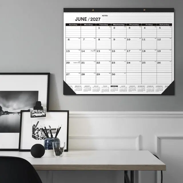 Alt view image 5 of 7 - Desk Calendar 2026-2 PACK,January 2026 to June 2027,Desk calendar 2026-2027 Large 22x17, Calendar 2026 with PVC Cover,Round Holes& NOTES List (Black),18 Months 2026 Desk Calender.