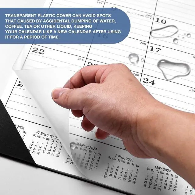 Alt view image 6 of 7 - Desk Calendar 2026-2 PACK,January 2026 to June 2027,Desk calendar 2026-2027 Large 22x17, Calendar 2026 with PVC Cover,Round Holes& NOTES List (Black),18 Months 2026 Desk Calender.