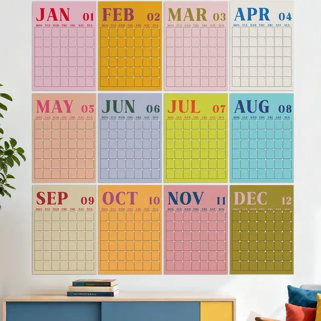 Main image of 2026 Reusable Classroom Calendar Large Undated Dry Erase Wall Calendar 16 x 12 Inches Big Monthly Blank Planner Yearly Planning for School Organizing Office Home (Fresh Macaron)