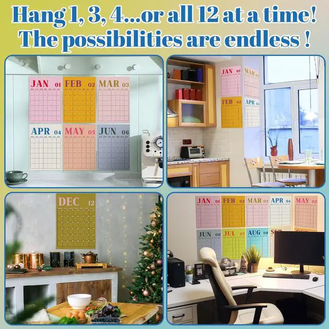 Alt view image 5 of 7 - 2026 Reusable Classroom Calendar Large Undated Dry Erase Wall Calendar 16 x 12 Inches Big Monthly Blank Planner Yearly Planning for School Organizing Office Home (Fresh Macaron)
