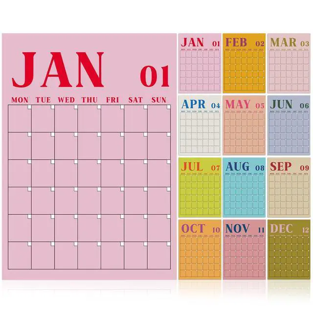 Alt view image 7 of 7 - 2026 Reusable Classroom Calendar Large Undated Dry Erase Wall Calendar 16 x 12 Inches Big Monthly Blank Planner Yearly Planning for School Organizing Office Home (Fresh Macaron)