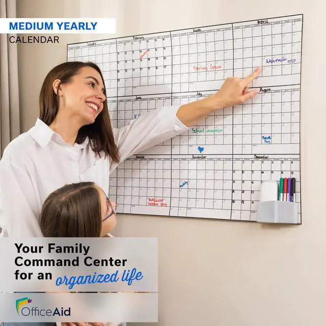 Alt view image 4 of 7 - Yearly Large Dry Erase Calendar for Wall 24x36, for Year Family 12 Month, Undated Big Erasable Office, Rolled Whiteboard White Board, Classroom Annual Calendar Planner Dry Erase 36x24 Wall Reusable