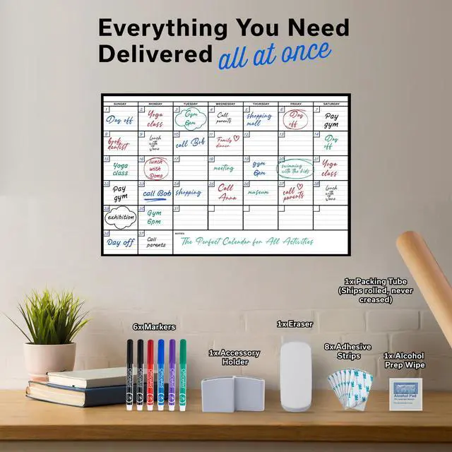 Alt view image 3 of 7 - Yearly Large Dry Erase Calendar for Wall 24x36, for Year Family 12 Month, Undated Big Erasable Office, Rolled Whiteboard White Board, Classroom Annual Calendar Planner Dry Erase 36x24 Wall Reusable