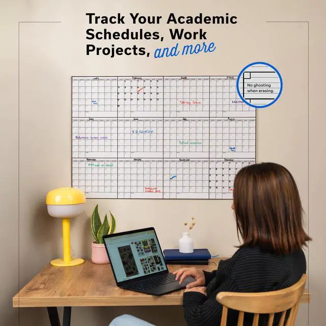 Alt view image 6 of 7 - Yearly Large Dry Erase Calendar for Wall 24x36, for Year Family 12 Month, Undated Big Erasable Office, Rolled Whiteboard White Board, Classroom Annual Calendar Planner Dry Erase 36x24 Wall Reusable