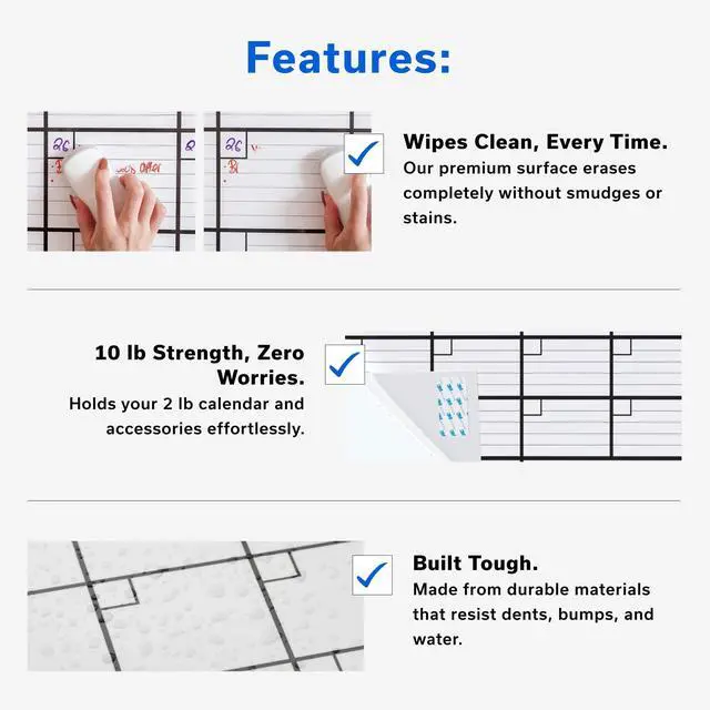 Alt view image 7 of 7 - Yearly Large Dry Erase Calendar for Wall 24x36, for Year Family 12 Month, Undated Big Erasable Office, Rolled Whiteboard White Board, Classroom Annual Calendar Planner Dry Erase 36x24 Wall Reusable