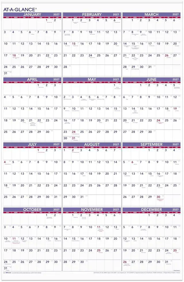 Main image of 2027 Wall Calendar, Monthly, 24" x 36", Full Year View (PM122827)