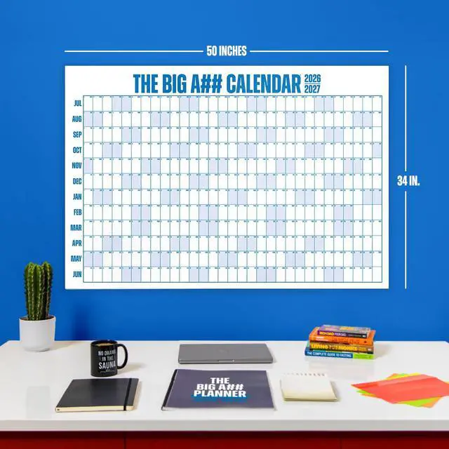 Alt view image 2 of 5 - Academic Year Wall Calendar July 2026 to June 2027 Dry-Erase Includes 1 Marker & 100 Labels Lightweight, Easy to Hang Yearly Calendar Year at a Glance Plan Big Goals & Adventures Gray