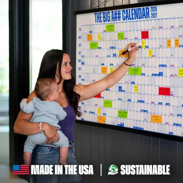 Alt view image 5 of 5 - Academic Year Wall Calendar July 2026 to June 2027 Dry-Erase Includes 1 Marker & 100 Labels Lightweight, Easy to Hang Yearly Calendar Year at a Glance Plan Big Goals & Adventures Gray