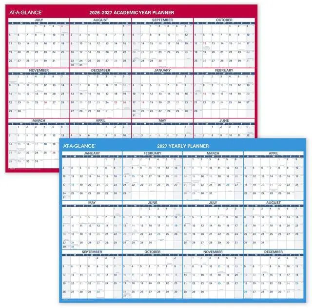 Alt view image 4 of 5 - Dry Erase Calendar 2026-2027 Academic & Regular Year Wall Planner, 12-Month, 48" x 32", Double Sided, Horizontal (PM326S28)