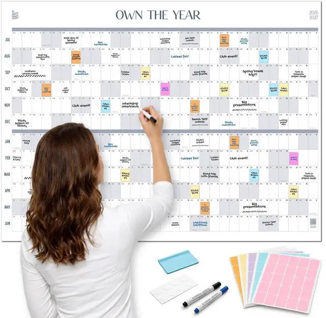 Main image of 2026-2027 Academic Giant Dry Erase Calendar | 4ft x 3ft Full Year Planner