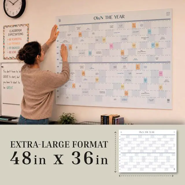 Alt view image 3 of 6 - 2026-2027 Academic Giant Dry Erase Calendar | 4ft x 3ft Full Year Planner