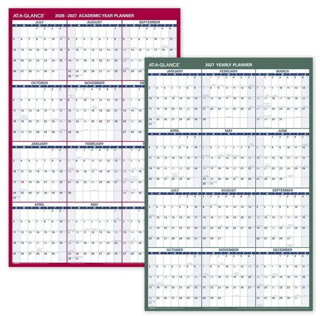 Alt view image 4 of 5 - Dry Erase Calendar 2026-2027 Academic & Regular Year Wall Planner, 12-Month, 24" x 36", Double Sided, Vertical (PM210S28)