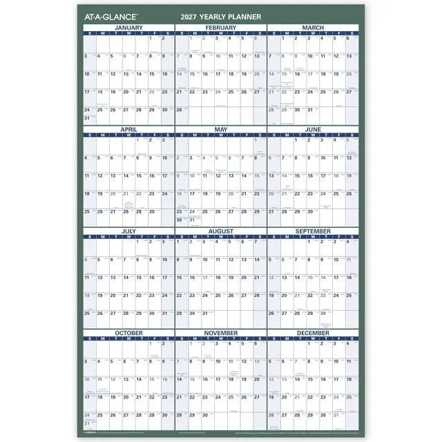 Alt view image 3 of 5 - Dry Erase Calendar 2026-2027 Academic & Regular Year Wall Planner, 12-Month, 24" x 36", Double Sided, Vertical (PM210S28)