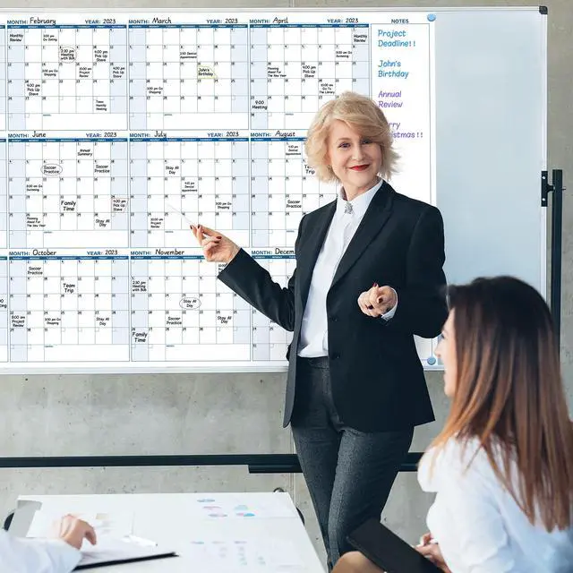 Alt view image 2 of 7 - Large Dry Erase Calendar for Wall Yearly Wall Calendar Dry Erase, 37" x 57.9", 12-Month Undated Blank Calendar Planner, Reusable Laminated Task Organizer with Note, Great for Office, Classroom, Home
