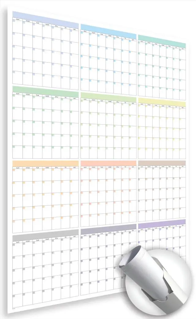 Main image of Large Wall Calendar Undated (39 x 27 inches) Double Sided Dry Erase Yearly & Monthly Wall Calendar, Big Erasable Planner for Home, Office, Classroom, Thick Paper with Gloss Lamination, Full Year View.