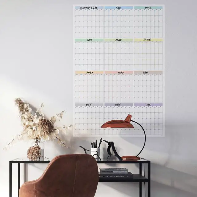 Alt view image 7 of 7 - Large Wall Calendar Undated (39 x 27 inches) Double Sided Dry Erase Yearly & Monthly Wall Calendar, Big Erasable Planner for Home, Office, Classroom, Thick Paper with Gloss Lamination, Full Year View.