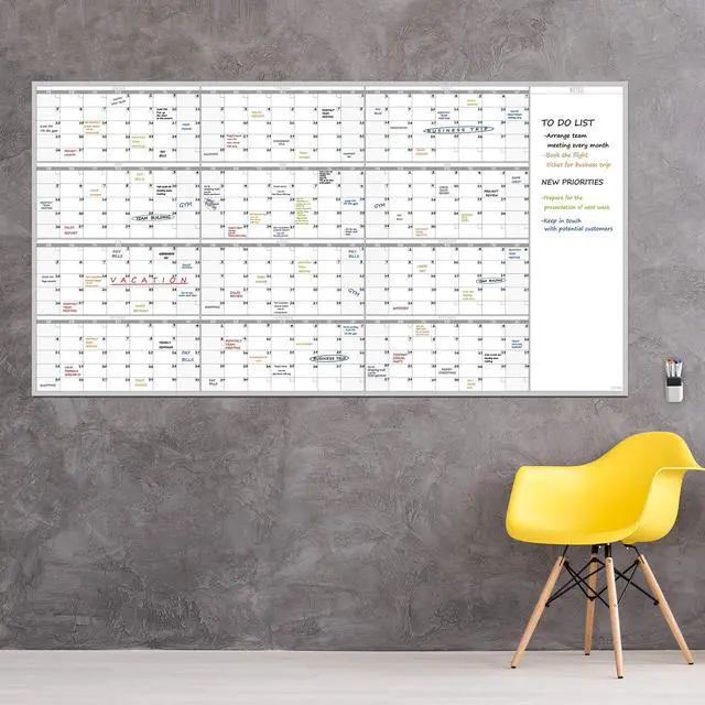 Alt view image 7 of 7 - Large Reusable Dry Erase Yearly Wall Calendar - Jumbo Premium Laminated 12 month Task Organizer - 38"x72" Undated Annual Planner for Home, Office, School Projects