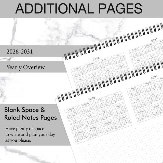 Alt view image 4 of 7 - 2026-2031 Monthly Planner - 5 Year Planner/Calendar 2026-2031, Jul 2026 - Jun 2031, 9" x 11", Tabs, 60 Months Flip Calendar, Spiral Bound Top, Black