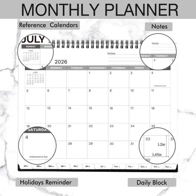 Alt view image 3 of 7 - 2026-2031 Monthly Planner - 5 Year Planner/Calendar 2026-2031, Jul 2026 - Jun 2031, 9" x 11", Tabs, 60 Months Flip Calendar, Spiral Bound Top, Black