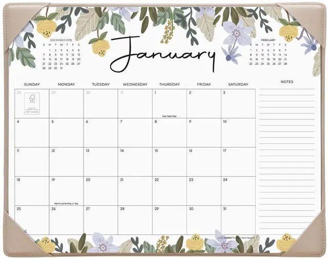 Main image of Desk Calendar 2026 with Desktop Mat, Floral Desk Pad Calendar 15 x 12 Inch 18 Months Runs From January 2026 to June 2027, Desk Blotter Calendar for Home School and Office (Floral)
