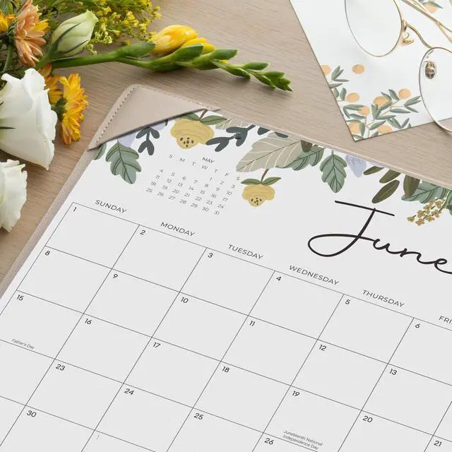Alt view image 3 of 6 - Desk Calendar 2026 with Desktop Mat, Floral Desk Pad Calendar 15 x 12 Inch 18 Months Runs From January 2026 to June 2027, Desk Blotter Calendar for Home School and Office (Floral)