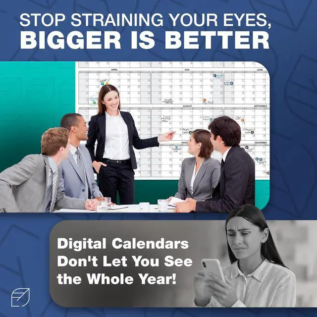 Alt view image 7 of 7 - Big Calendar 2026 | 58"x38" | Giant Dry Erase Yearly Planner for Home Office | Full Year Wall Calendar | Large Annual Wall Planner
